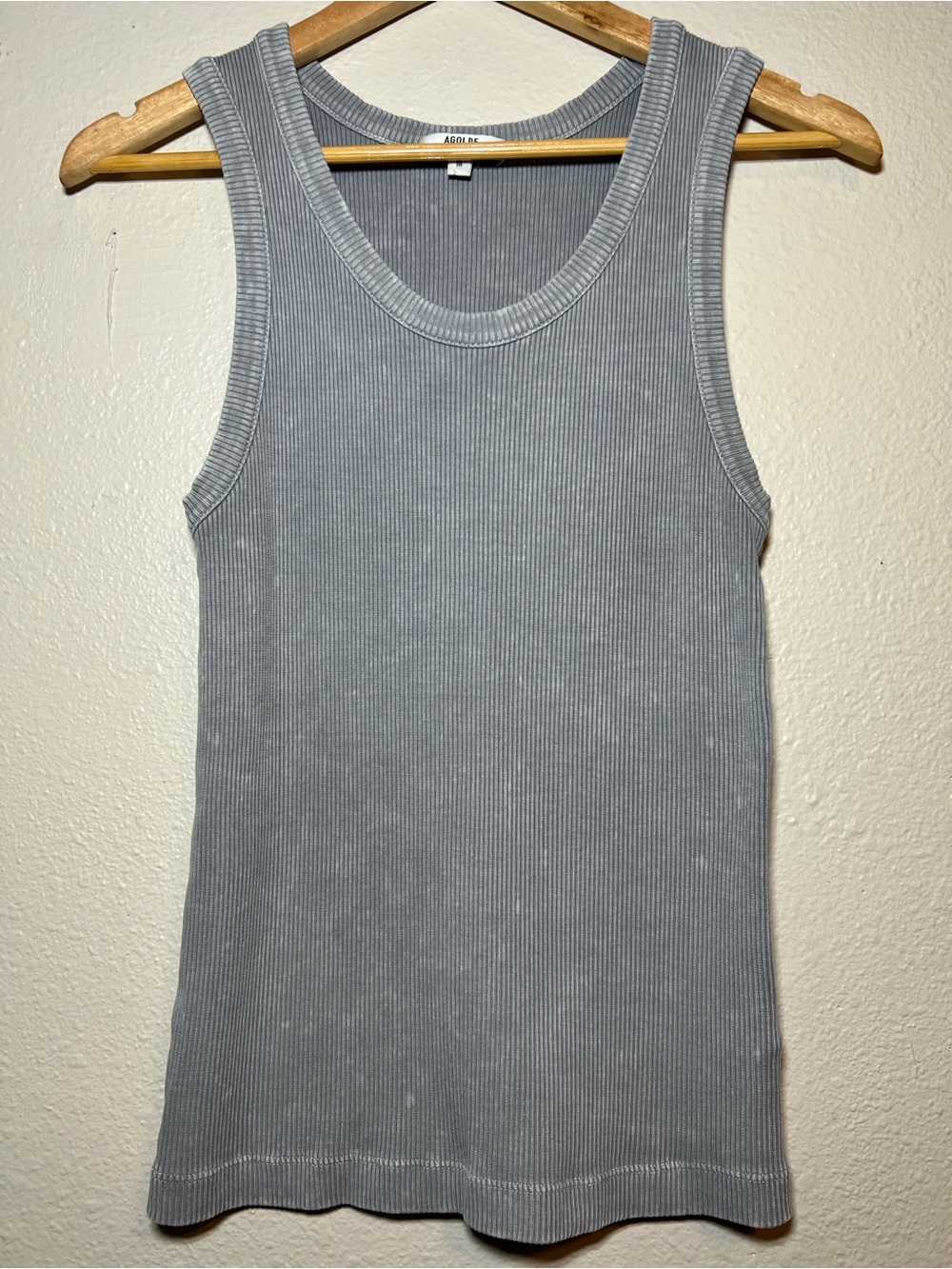 Agolde Poppy Organic Cotton Blended Tank Gray Ribbed M